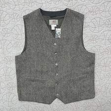 The Territory Ahead Vest Gray Black Herringbone Wool / Mens XL