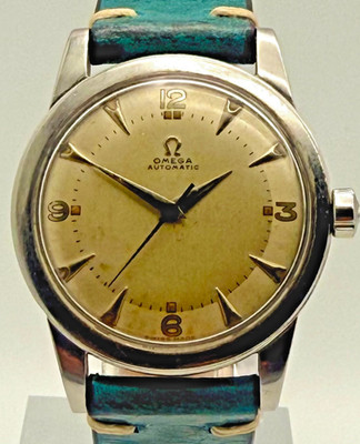 Vintage 1947 Omega Bumper Automatic Cal.354 Ref.2577-5 Edelstahl 33mm