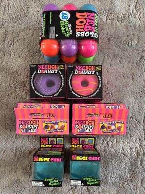 NeeDoh Squishy Bundle - Nice Cube, Donut, Donut Löcher & Groovy Globes - Neu