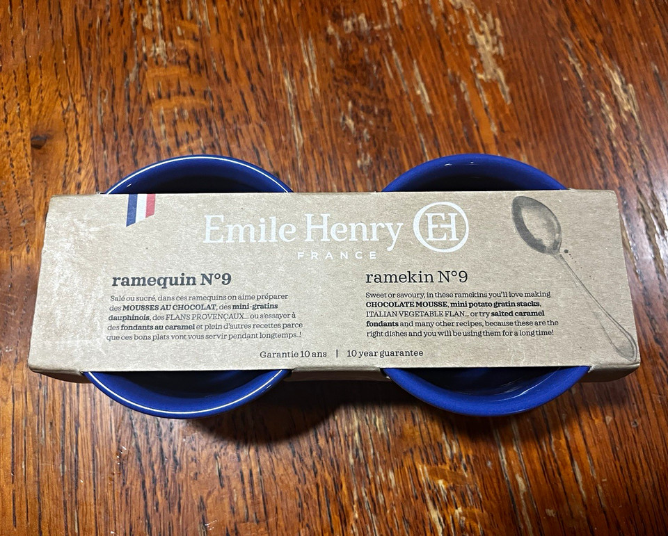 Emile Henry Ramekin N°9 Set of 2 Blue Ceramic Round Ramekins | eBay