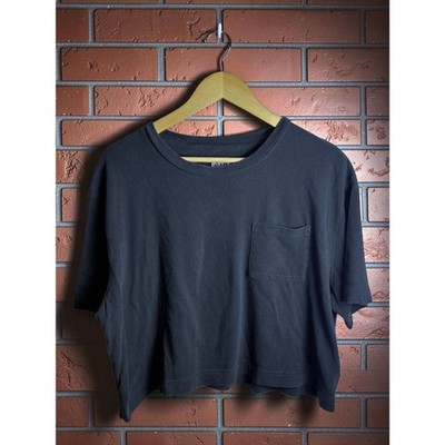GAP Women's Relaxed Fit Pocket T-Shirt Large Black 100% Cotton