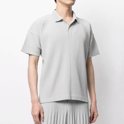 HOMME PLISSE ISSEY MIYAKE Pleats Casual T-Shirt Gray Black Size 1.2.3.4