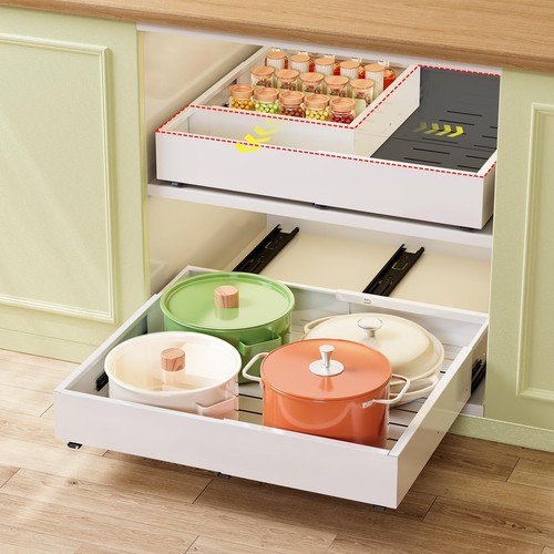 Dayacoco Pull Out Cabinet Organizer, Expandable Width (11.4"-19.4") and Depth... - Picture 1 of 8