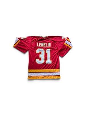 Rejean Lemelin Calgary Flames Autographed Signed Custom XL Jersey JSA Certified 