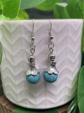 2 Silver-tone Turquoise Boho Drop Dangle Earring Set New Free Ship B7761