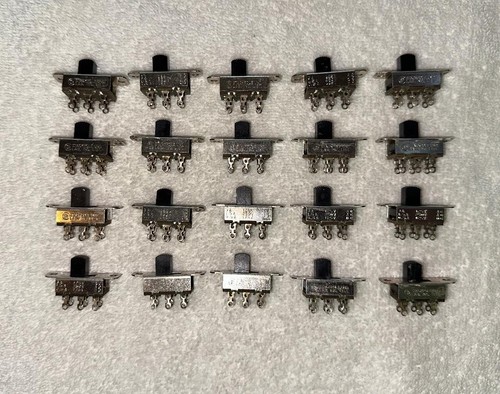 STACKPOLE DPDT MINI SLIDE SWITCHES, 6 PIN. 125 V. 3 A / 250 V. 1.5 A, (20 PCS)