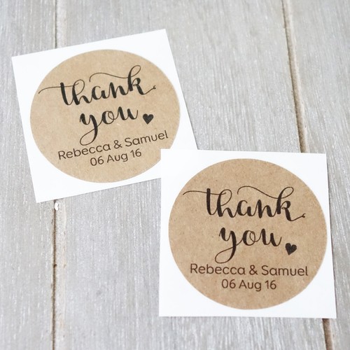 Personalised Thank You Kraft Stickers, Wedding Party Labels, Baby Shower Sticker - Picture 2 of 2