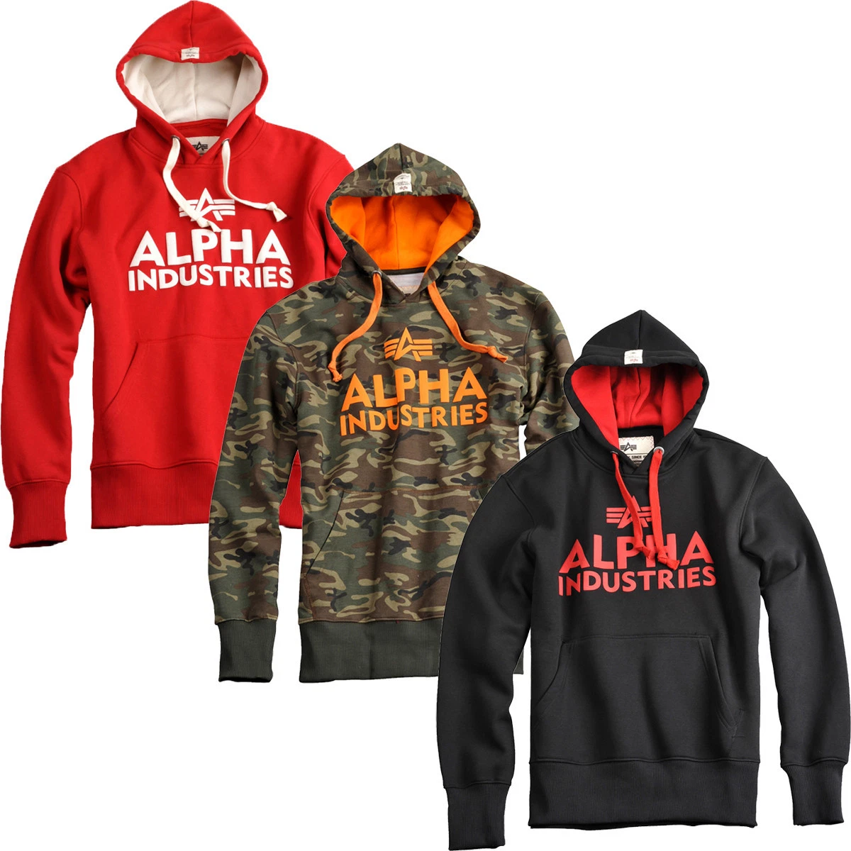 Alpha Industries Foam Print Hoody Mens Sweater Workout Hoodie Sweatshirt Red