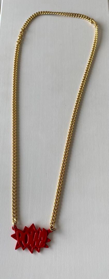 AMBUSH POW! Chain Necklace Pendant Red Gold Fashion Jewelry AMBUSH POW! Chain Necklace Pendant Red Gold Fashion Jewelry