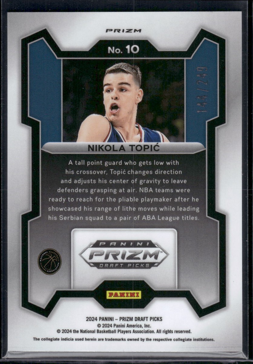 nico　0102 ★1・15 2024 Prizm Draft Nikola Topic Blue Wave RC /249 | eBay