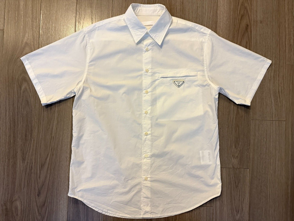 PRADA White Cotton Short Sleeved Shirt M | eBay PRADA White Cotton Short Sleeved Shirt M | eBay