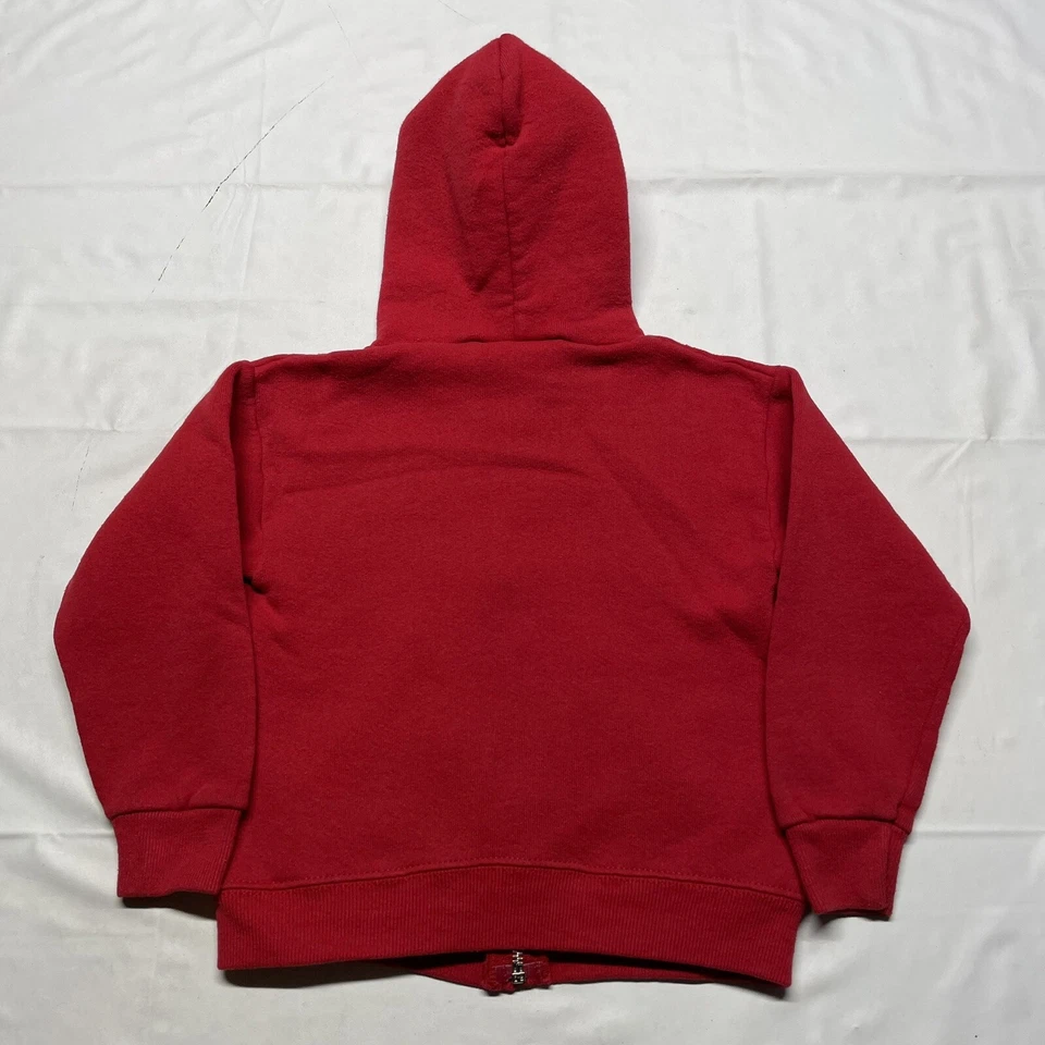 Винтажная толстовка с капюшоном 90-х Teddy Bear молодежный размер средний для мальчиков красное искусство на молнии сделано в США - Изображение 3 из 4