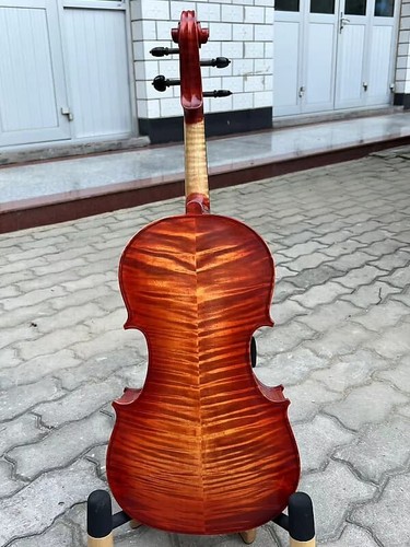 Flames maple Wood Viola 18 inch,Higher Rib,Hand Made Big Rich Deep bass Sound - Picture 5 of 11