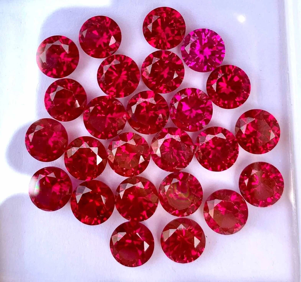 50 Pcs Natural Mozambique Blood Red Ruby Round Cut Loose Gemstone GIT Certified - Image 2 of 4