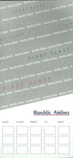 Republic Airlines ticket jacket wallet 3/86 First Class [1041] Buy 4+ save 50%