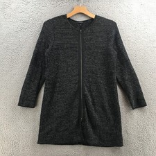 Talbots Sweater Dress Womens XL Black Cotton Blend Long Sleeve Front Zip Casual