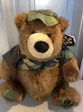 VTG AAFES Gund Bear Bravo Charlie Plush Teddy Camo Military Army Air Force Tags