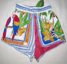 New Farm Rio Tropical Destination Bird White Drawstring Shorts Womens Size Small