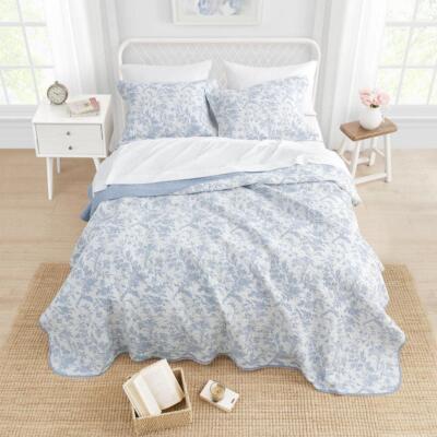 Something Blue ローラアシュレイ ファブリックピオニー16m Laura Ashley Peony Garden 3-Piece Blue Reversible 100