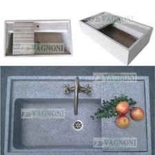 Lavandino acquaio lavello in cemento e graniglia di marmo foro rubinetto piano