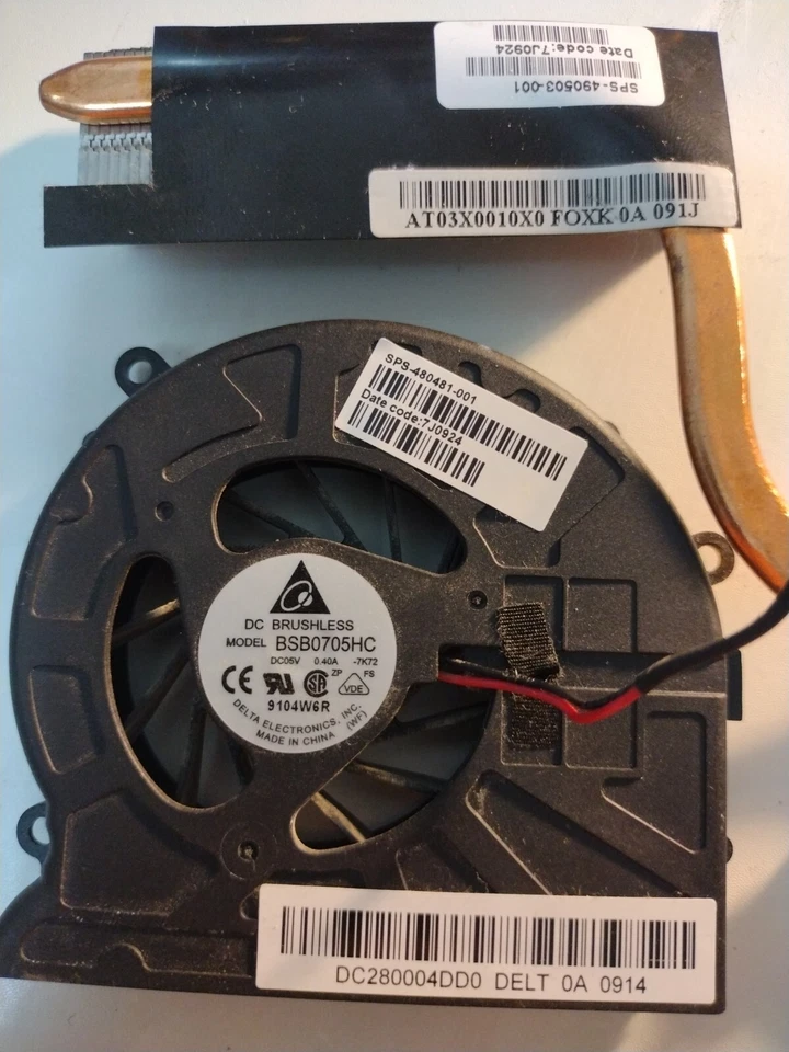 490503-001 480481-001 HP PAVILION DV7-1745dx DV7-1000 Cooling Fan & Heatsink - Image 3 of 4