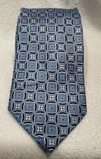 Saddlebred Handmade Designer Light Blue Geometric Design Tie   NWOT