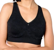 Breezies~Floral Jacquard Underwire T-Shirt Bra~38DD~Black~A648377~Foam Cups 9673