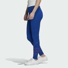 Image of ADIDAS ORIGINALS LARGE LOGO HIGH WAISTED LEGGINGS BLUE UK 10,14,18  BNWT LAST 3