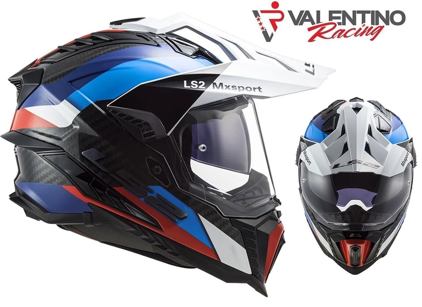 CASCO LS2 MX701 EXPLORER FULL CARBON FRONTIER BLACK BLUE ENDURO MOTARD XL 61-62