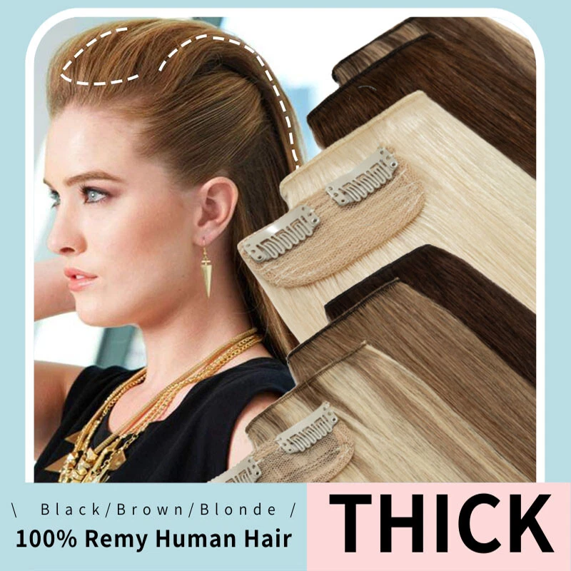 One Piece Clip In Root Patch Fluffy Hair Pad 9A Real Remy Human Hair Extensions