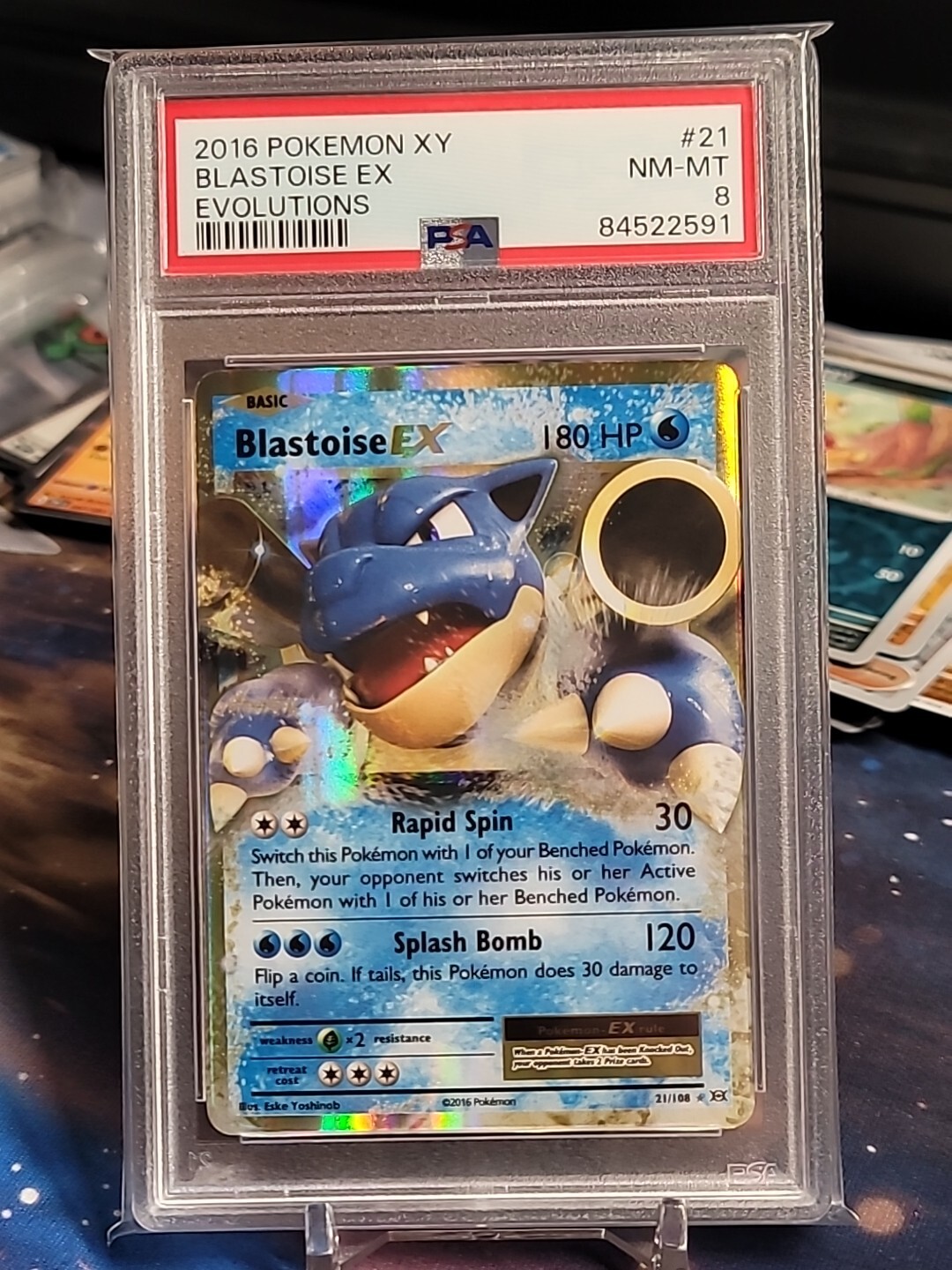 PSA 8 NM-MT BLASTOISE EX #21 EVOLUTIONS POKEMON XY 2016 POKEMON TCG