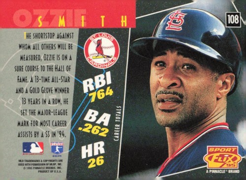 1995 Sportflix #108 Ozzie Smith - Picture 2 of 2