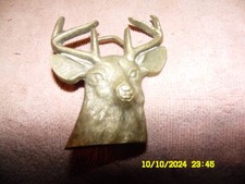 New Brass Deer Buck Stag Hunter Hunting Whitetail 1970s NOS Vintage Belt Buckle