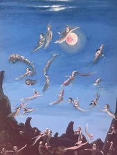 Nathaniel Reich Surreal Original Oil on Board 28 x 36