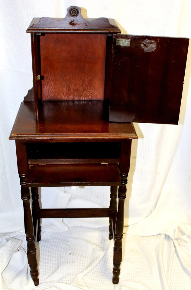 *RARO* Antiguo gabinete telefónico de caoba de principios del siglo XX con soporte Foto 2 de 4