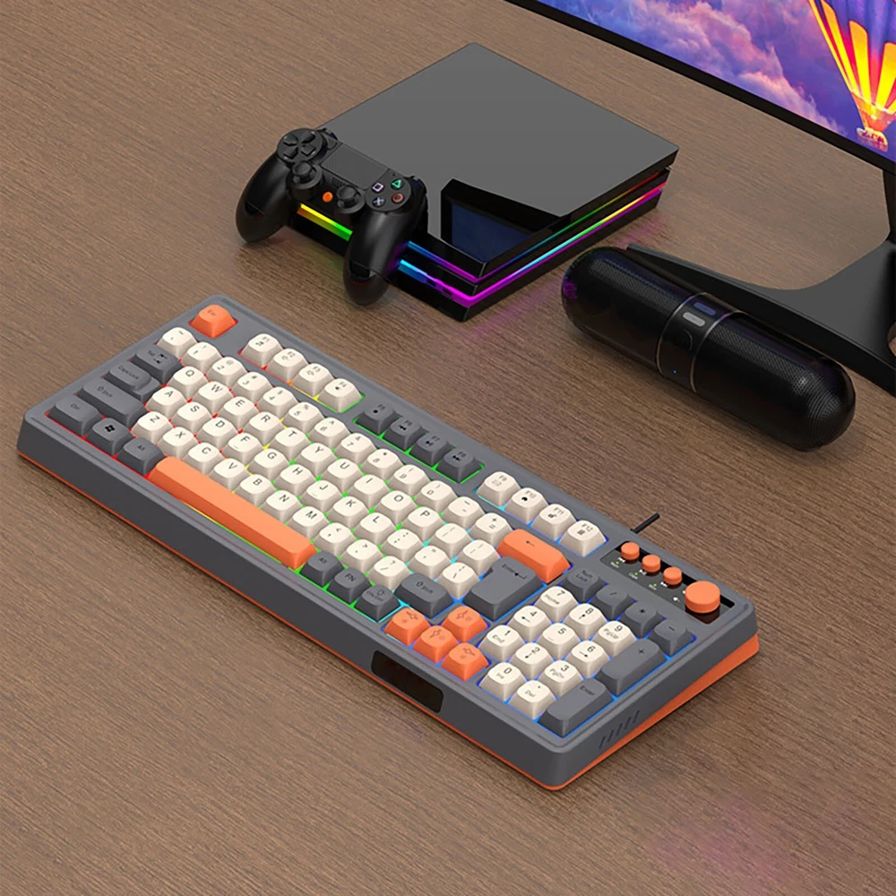 Compact Illuminated Mechanical Keyboard for Gaming Laptop and Business Use