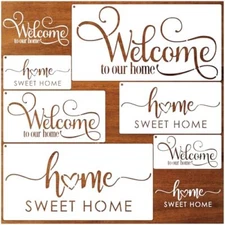 6 Pieces Welcome Stencils for Painting on Wood Family Doormat Stencils Welcom...