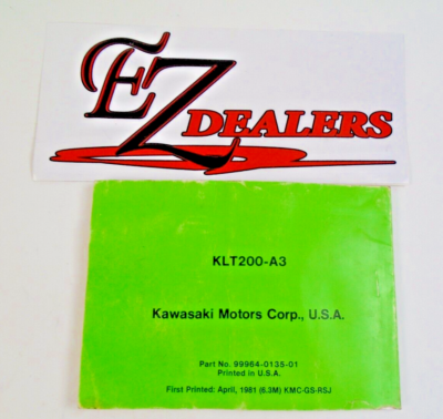 Kawasaki 3-Wheeler KLT200 1981 KLT200-A3 3-Wheeler Manual 99964