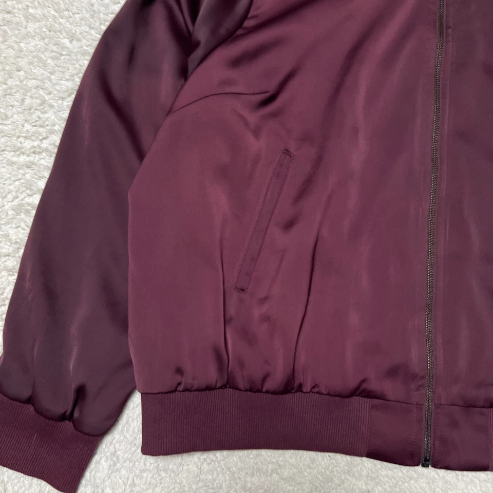 Chaqueta Lane Bryant Mujer 22 Púrpura Satén Abrigo Bomber Cremallera Completa Ligera Foto 3 de 4