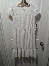 NEW! 52seven Textured White Short Sleeve Tiered Dress Size Spring Summer Size S