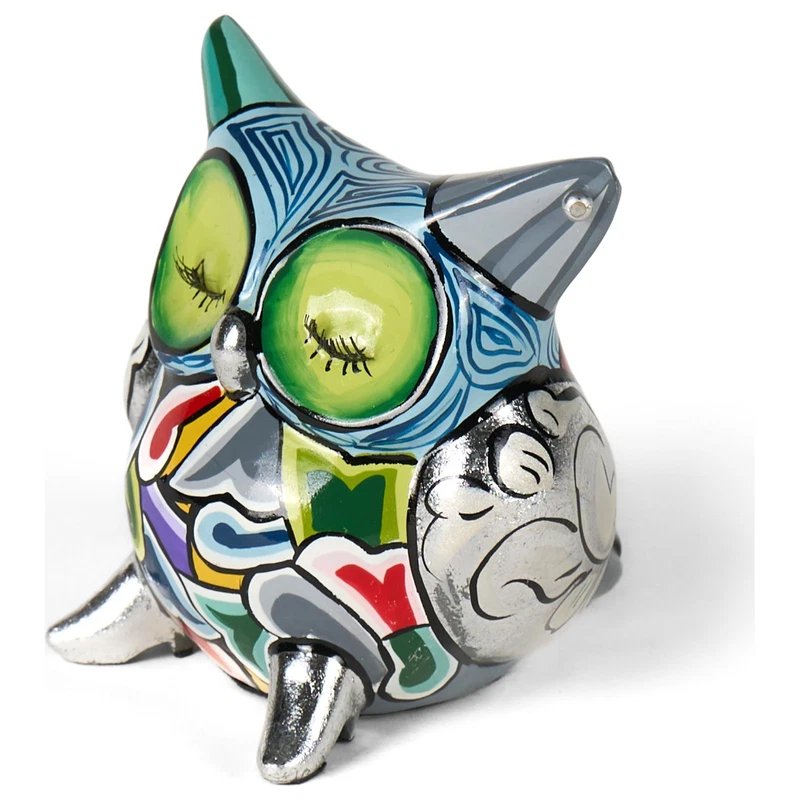 CIVETTA Gufo Statua Scultura Tom's Drag 4375 Meta Berta S Argento 10 cm Pop Art, fotografia 5 di 9