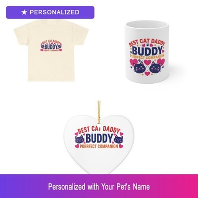 Custom Cat Gift Set Shirt Mug Ornament Personalized Pet Name Bundle