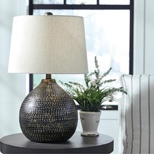 Signature Design by Ashley Maire Metal Table Lamp, Black  Gold Finish, Urban