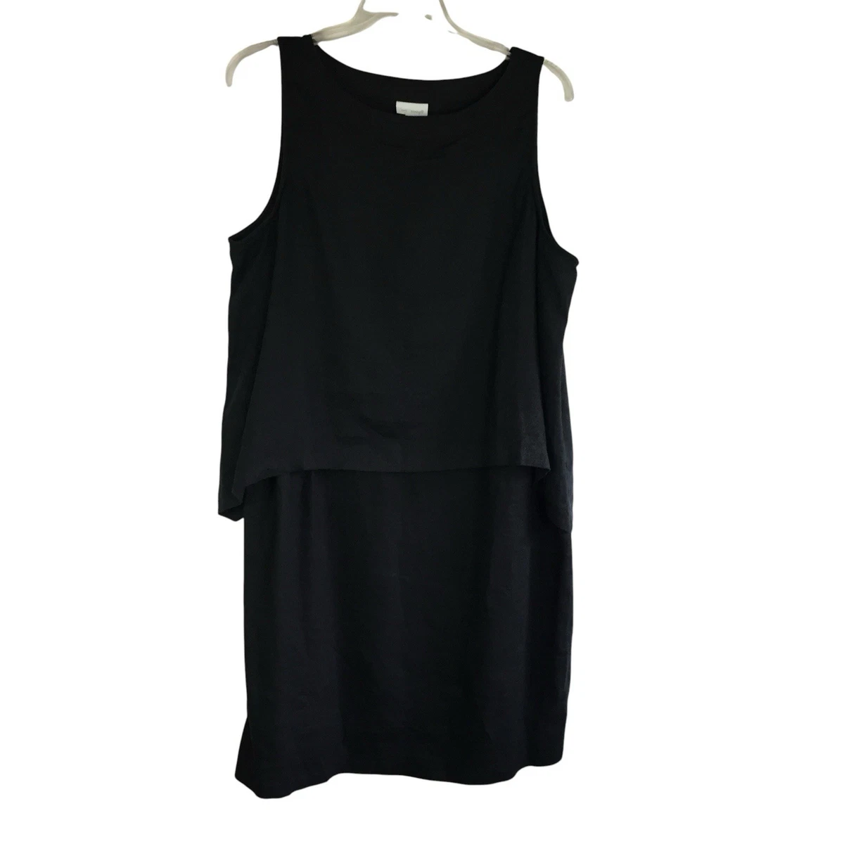 j jill black linen dress J. Jill Black 100% Linen Sleeveless Pintuck Midi Dress Minimalist Womens Medium