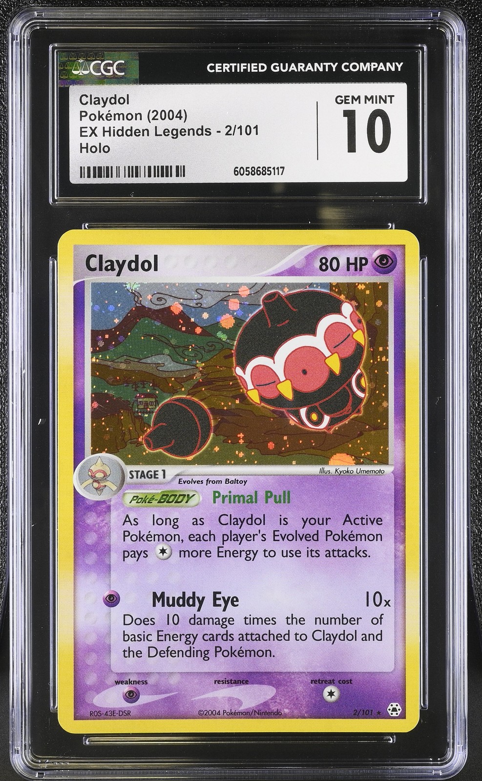 CGC 10 GEM MINT Claydol 2004 EX Hidden Legends 2/101 Holo Pokemon Card