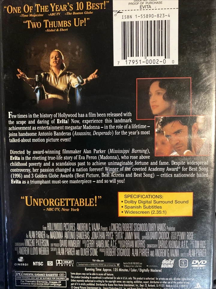 Evita (DVD, 1996) Foto 2 de 2