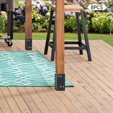 Concrete Fence Post Base, Post Base Holder, U-shape Foundation Post Holder Black