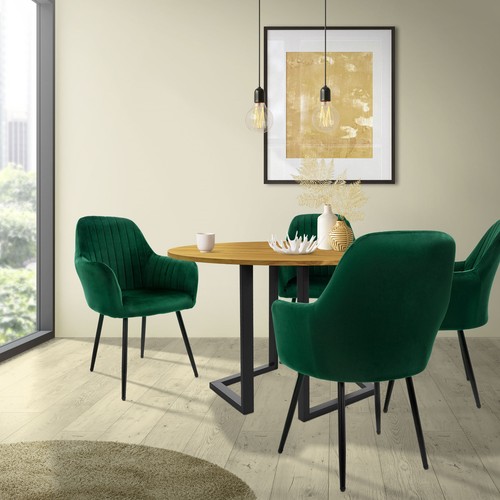 4x Silla de comedor/salón asiento ergonómico de terciopelo verde, patas de metal - Bild 7 von 7