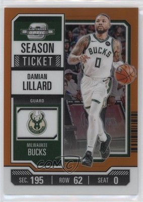 2023 Panini Contenders Optic Season Ticket Orange Prizm 8/49 Damian Lillard 5ub