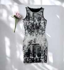 Guess Y2K Fitted Mini Bodycon Dress Goth Emo Grunge Steampunk Bling Formal Small